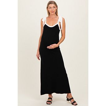 Maternity Knit Contrast Shoulder Tie Dress