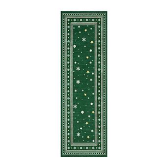 Christmas Machine Washable Area Rug Non-Slip Wear Resistant Low-Pile for Living Room Bedroom