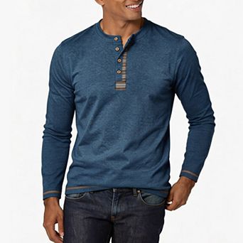 Men's Four Button Henley Shirt Long Sleeve Crew Neck Casual Base Layer