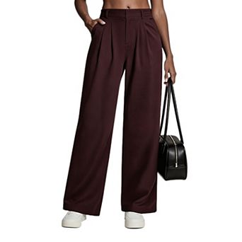 Women's High Waist Pleated Wide Leg Suit Pants Causal Dressy Trousers for Daily Business