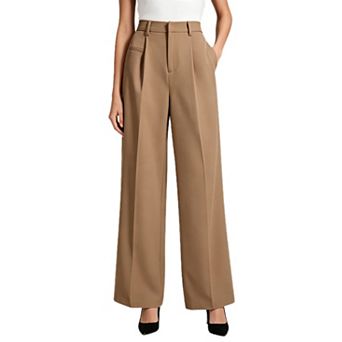 Women Wide Leg Dress Pants High Waist Business Casual Work Slacks Long Trousers with Pockets