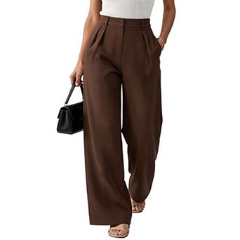 Women Wide Leg Work Dress Pants Business Casual High Waisted Loose Slacks Office Pants with Pockets