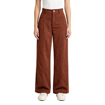 Womens Wide Leg Corduroy Pants Casual High Waist Fall Loose Fit Trousers with Pockets