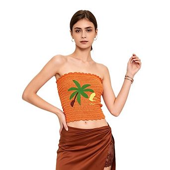 Women's Summer Strapless Crop Top Basic Sleeveless Casual Tube Top