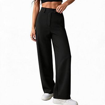 Women High Waist Wide Leg Pants Straight Leg Elegant Business Casual Pants