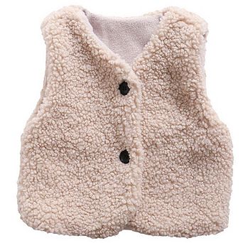 MyKids-USA® Baby Berber Fleece Design Button Front Warm Coat Vest