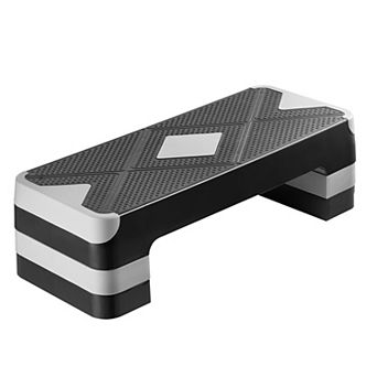 Adjustable Height Aerobic Step Platform, 4 Risers, Non‑Slip Workout Stepper for Home Gym