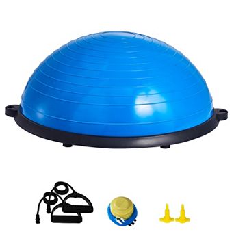 Half Exercise Ball Trainer, 23" Stability Ball with Resistance Bands & Pump, 660lb Capacity