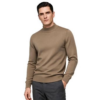 Men's Mock Neck Sweaters Knitted Pullover Warm Casual Sweater