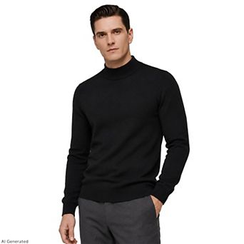 Men's Mock Neck Sweaters Knitted Pullover Warm Casual Sweater