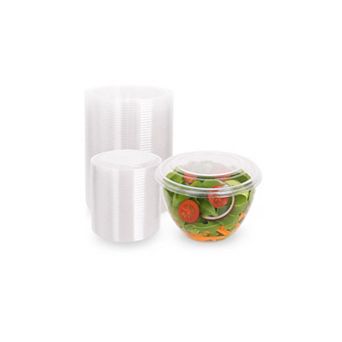 Plastic Salad Bowls W/Airtight Dome Lids Disposable - Clear Serving Bowls BPA-Free - 24oz