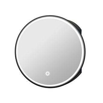 24 in Black Metal Wall Mount Medicine Cabinet with 3 Colors Light and Mirror, Anti-fog Function