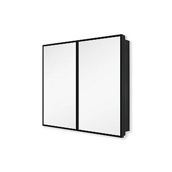 30 in Black Metal Framed Wall Mount or Recessed Bathroom Medicine Cabinet with Mirror