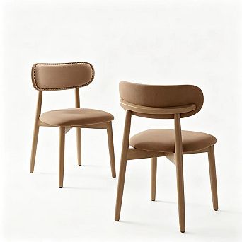 Vabches Velvet Dining Chairs Set of 2, Modern Upholstered Wood Kitchen Chairs
