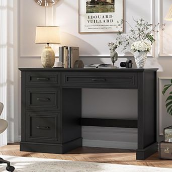 Vabches Farmhouse Executive Desk with File Drawer, 47.24 Inch Home Office Desk