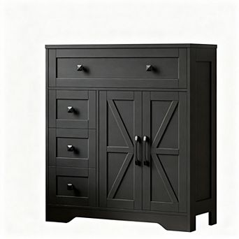 Vabches Farmhouse Bathroom Storage Cabinet with Drawers and Shelving, Accent Cabinet, 29.1 Inch