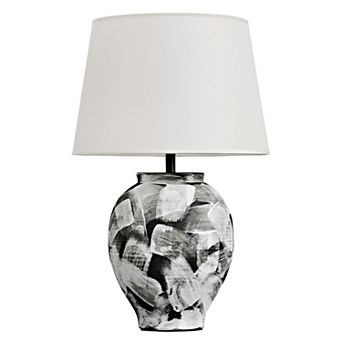 Lanmate Modern Black White Hand-Painted Ceramic Table Lamp for Living Room Bedroom Home Office Decor