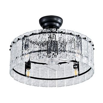 Lanmate Crystal Chandelier Ceiling Fan with Light and Remote, Multi-Function Modern Design