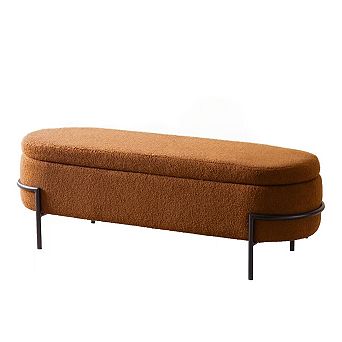 Vabches 45 in L Sherpa Storage Bench Upholstered Bed End Ottoman