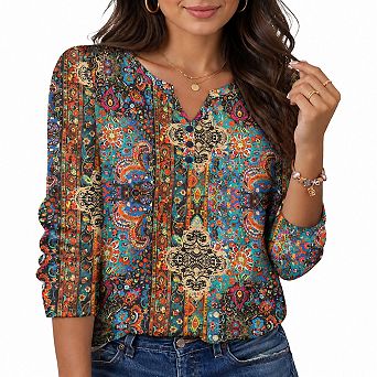 Womens Casual V Neck Long Sleeve Soft Comfortable Tops Blouses