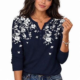Womens Casual V Neck Long Sleeve Soft Comfortable Tops Blouses