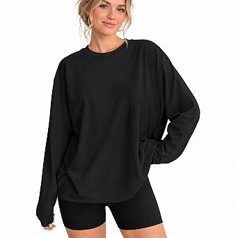 Womens Oversized Long Sleeve Crew Neck Casual Tops
