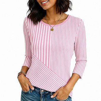 Women's Casual 3/4 Sleeve Stretch Comfy Tunic Tops for Work Daily Wear
