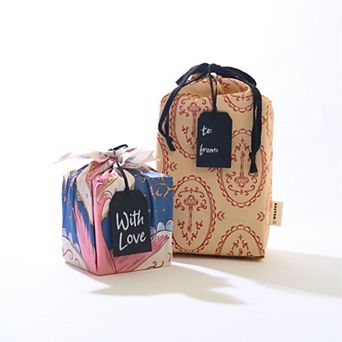 WRAPPR Reusable Fabric Gift Wrap Set with Gift Bag, Tags & Chalk Marker Small