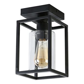 30W Rectangular Glass Flush Mount Ceiling Light, E26 Base, No Bulb