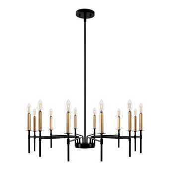 12-Light Black & Gold Pendant Light, E12 Base Luxury Ceiling Hanging Lamp