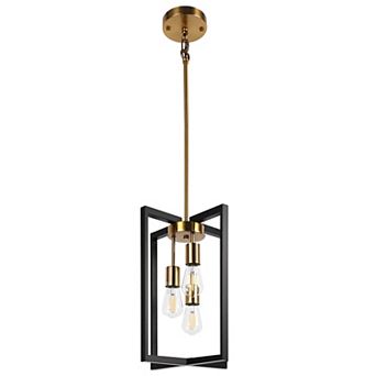 3-Light Pendant Light, Black & Brass Combined Design, Modern Hanging Ceiling Lamp