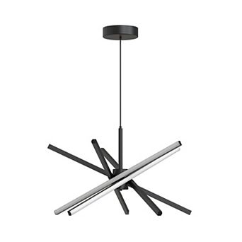 30 in 5-light black LED chandelier, 3 CCT with remote, height adjustable for high ceiling spaces.