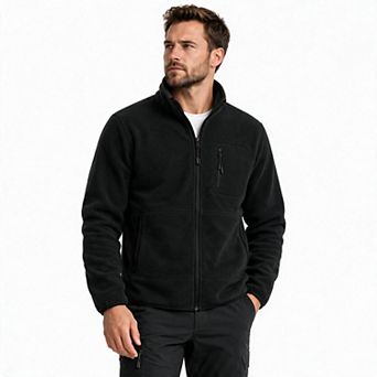 Men's Full Zip Fleece Jacket Stand Collar Warm Casual Outdoor