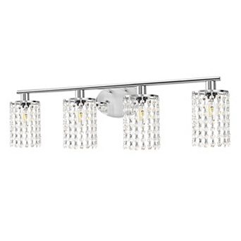Luxury 31.5 in 4-Light Crystal Vanity Light with Chrome Finish, E12 Base Bathroom Mirror Wall Sconce