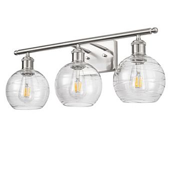 Modern 3-Light Bathroom Vanity Light with Swirl Glass Shades, Nickel Finish Wall Sconce for Mirror