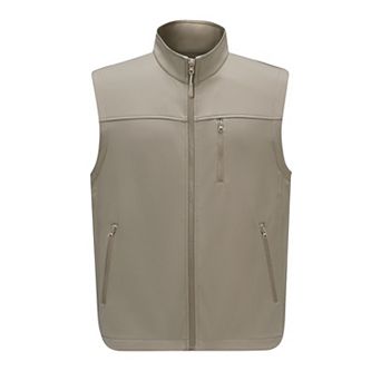 Men's Softshell Water Resistant Vest Fleece Lined Outdoor Golf Travel Jacket