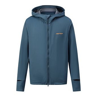 Men's Thermal Hooded Jacket Grid Activewear Running Zip Coat Breathable Lightweight