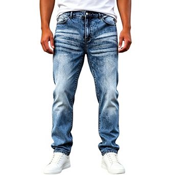 Men’s Loose Straight‑Leg Jeans, Casual Faded Wash Denim Pants For Everyday Outfit