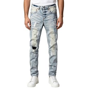 Men’s Slim Fit Distressed Jeans, Paint‑Splatter Ripped Denim Street‑Style Pants