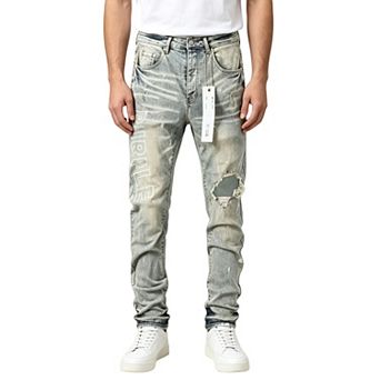 Men’s Printed Skinny Jeans, Distressed Ripped Slim‑Fit Denim Pants Hip‑Hop Style Trousers