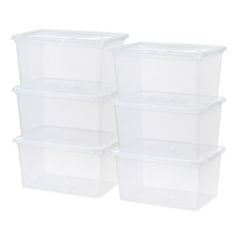 IRIS 58-qt Clear Storage Box, Plastic Stackable Bin with Lid, 6 pk
