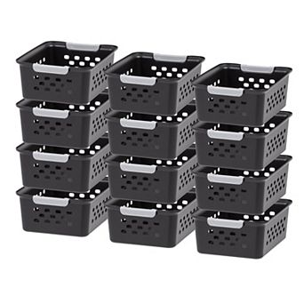 IRIS Small Plastic Storage Basket, Shelf Basket Organizer for Pantries Kitchens Cabinets Bedrooms,