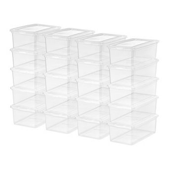 IRIS 6-qt Small Stackable Plastic Closet Storage Box, Clear, 20 pk