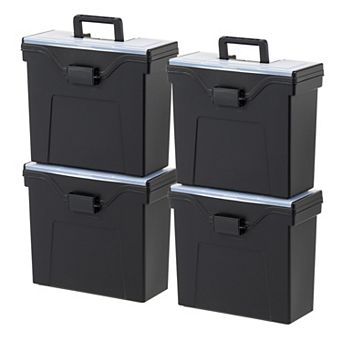 IRIS File Box Slim Portable File Organizer Plastic File Box for Letter File w/ organize-Lid