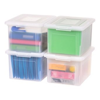 IRIS Plastic File Box Legal/Letter Size 18.13" L x 14.13" W x 10.75" H, Clear, File organize, 4 pk