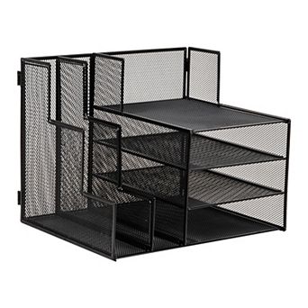 Mind Reader Metal Mesh File Organizer with 2 File Sections