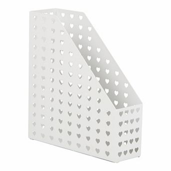 Mind Reader Metal Vertical File Holder with Heart Cutouts