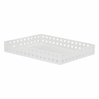 Mind Reader Metal Paper Tray with Heart Cutouts, Letter Size