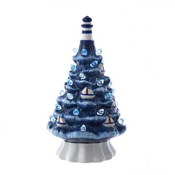 Kurt Adler 7.5-inch Ceramic Coastal Christmas Tree Table Decor