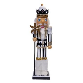 Kurt Adler Nutcracker Figurine Table Decor with Gold Glitter Staff